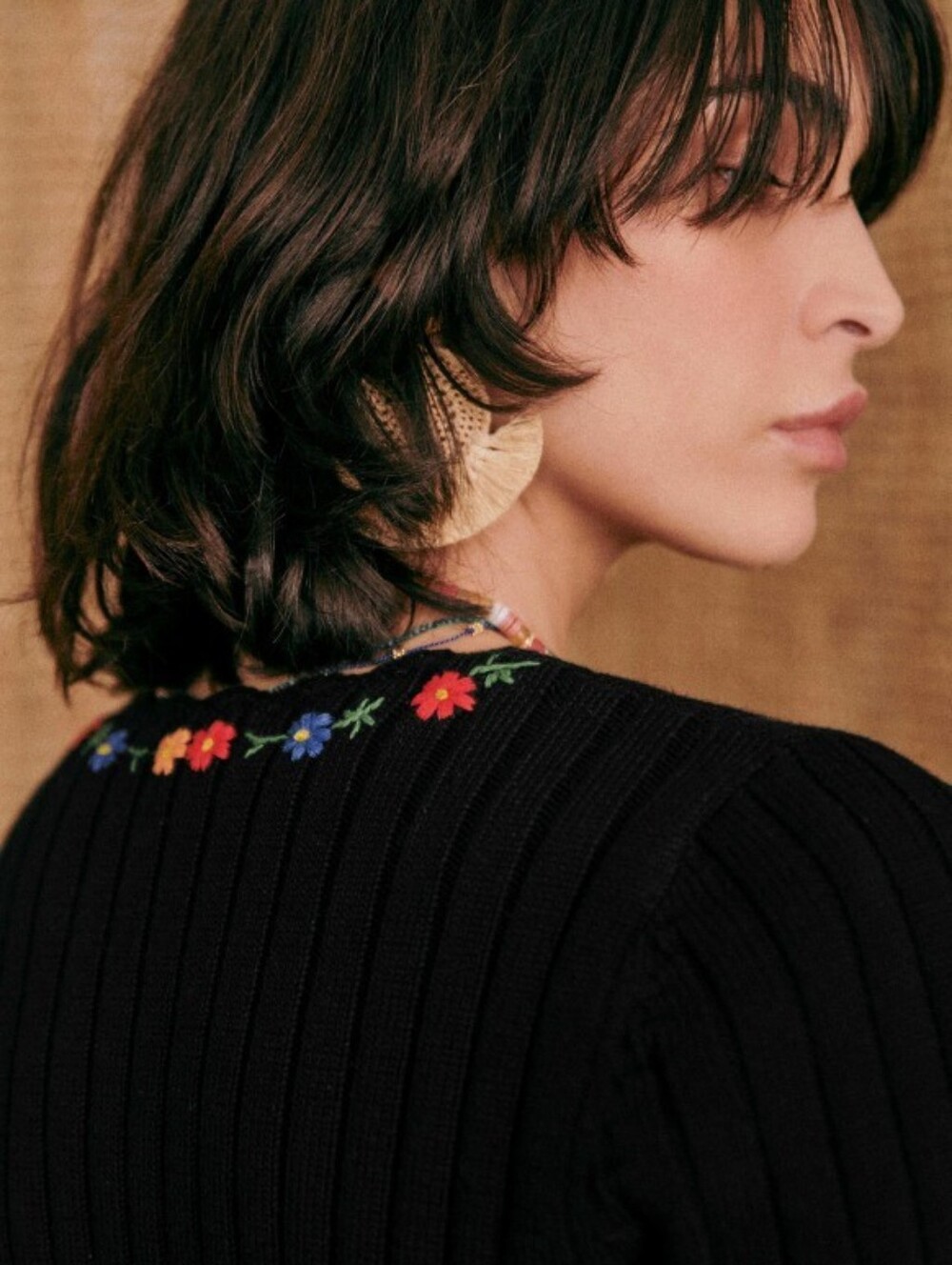 Sezane Ilena Cardigan in Black Multicolored size M - Picture 5 of 10